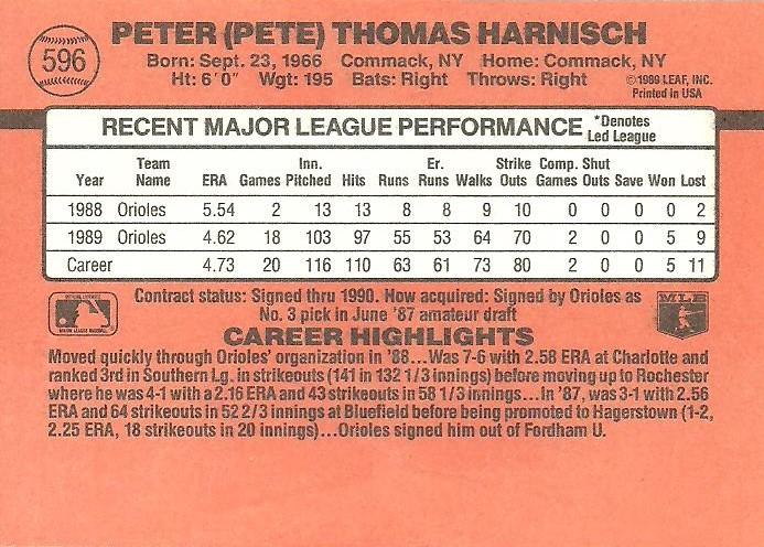 Pete Harnisch  baseball card collectible - Main Image 2