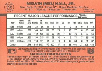 Mel Hall  baseball card collectible - Main Image 2