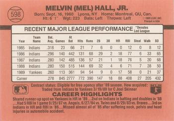 Mel Hall  baseball card collectible - Main Image 2