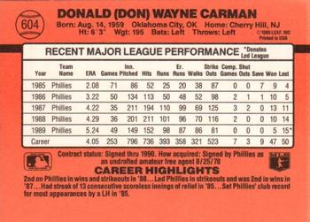Don Carman  baseball card collectible - Main Image 2