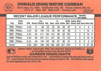 Don Carman  baseball card collectible - Main Image 2