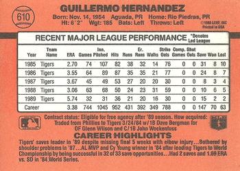 Guillermo Hernandez  baseball card collectible - Main Image 2