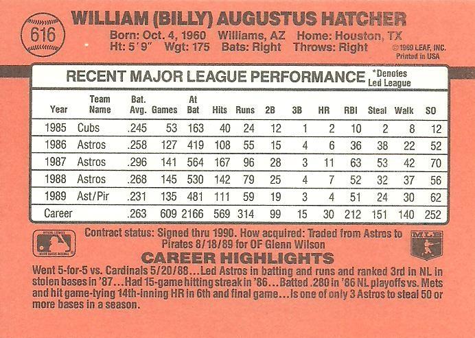 Billy Hatcher  baseball card collectible - Main Image 2