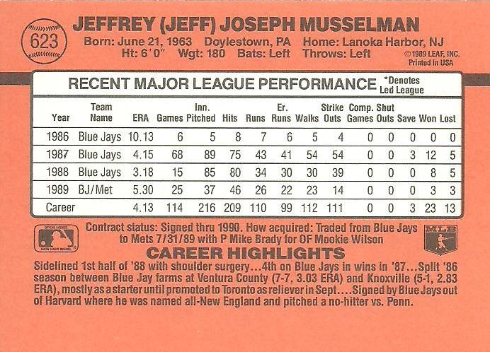 Jeff Musselman  baseball card collectible - Main Image 2