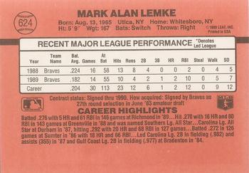 Mark Lemke  baseball card collectible - Main Image 2