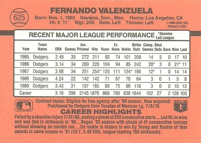 Fernando Valenzuela  baseball card collectible - Main Image 2