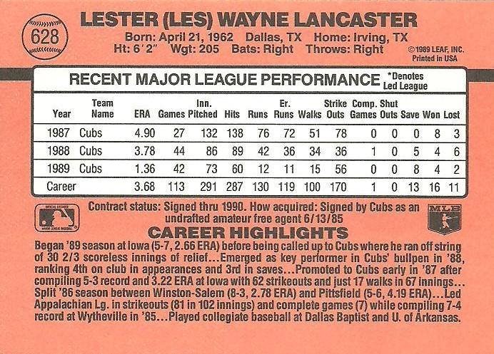 Les Lancaster  baseball card collectible - Main Image 2