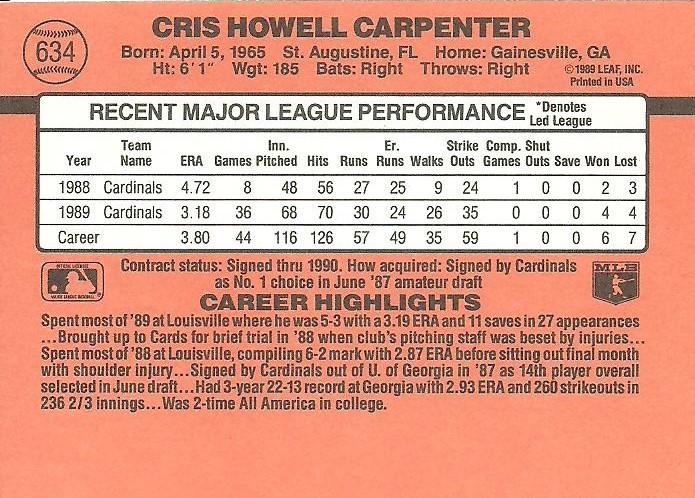 Cris Carpenter  baseball card collectible - Main Image 2