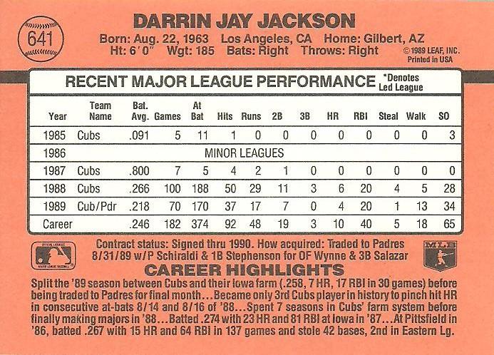 Darrin Jackson  baseball card collectible - Main Image 2