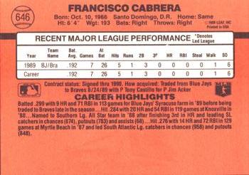 Francisco Cabrera  baseball card collectible - Main Image 2