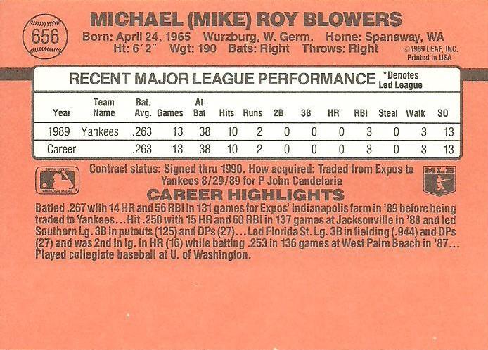 Mike Blowers  baseball card collectible - Main Image 2