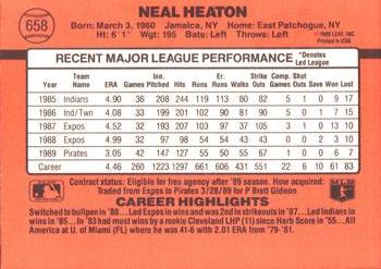 Neal Heaton  baseball card collectible - Main Image 2