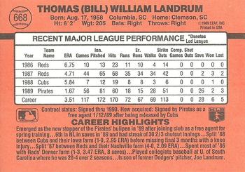 Bill Landrum  baseball card collectible - Main Image 2