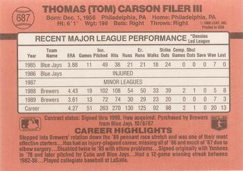 Tom Filer  baseball card collectible - Main Image 2