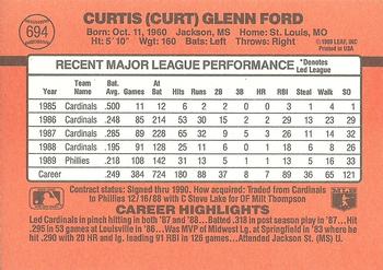 Curt Ford  baseball card collectible - Main Image 2