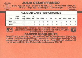 Julio Franco  baseball card collectible - Main Image 2