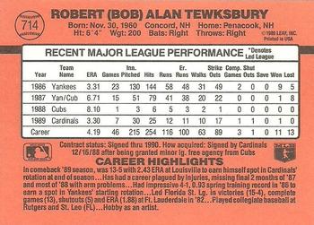 Bob Tewksbury  baseball card collectible - Main Image 2