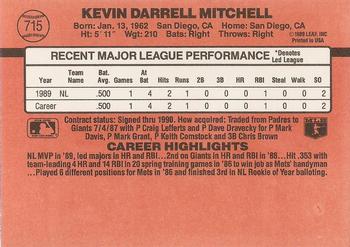 Kevin Mitchell  baseball card collectible - Main Image 2