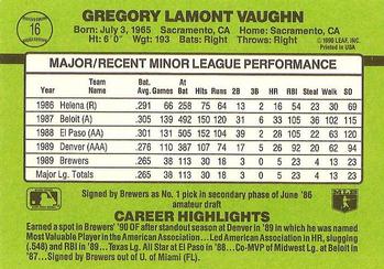 Greg Vaughn  baseball card collectible - Main Image 2