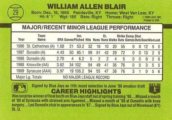 Willie Blair  baseball card collectible - Main Image 2