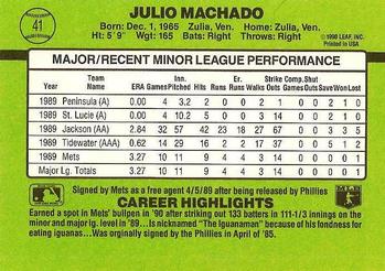 Julio Machado  baseball card collectible - Main Image 2