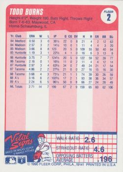 Todd Burns  baseball card collectible - Main Image 2