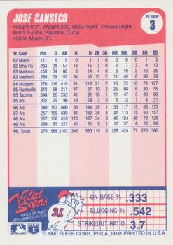 Jose Canseco  baseball card collectible - Main Image 2