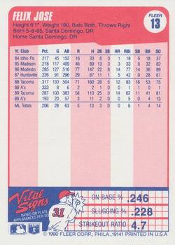 Felix Jose  baseball card collectible - Main Image 2