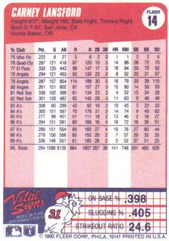 Carney Lansford  baseball card collectible - Main Image 2