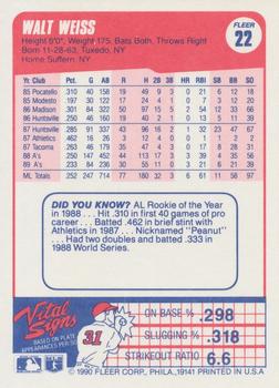 Walt Weiss  baseball card collectible - Main Image 2