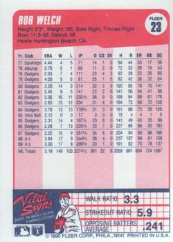 Bob Welch  baseball card collectible - Main Image 2