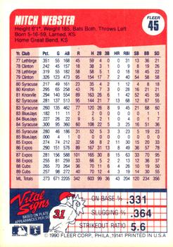 Mitch Webster  baseball card collectible - Main Image 2