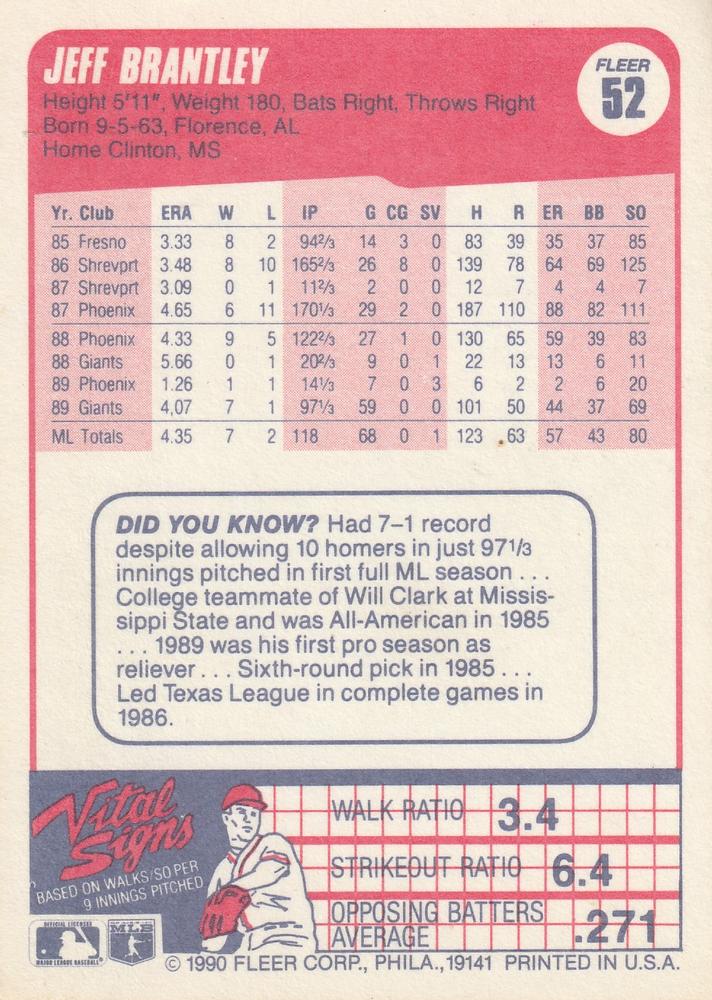 Jeff Brantley  baseball card collectible - Main Image 2