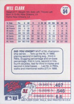 Will Clark  baseball card collectible - Main Image 2