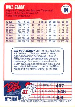 Will Clark  baseball card collectible - Main Image 2