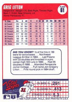 Greg Litton  baseball card collectible - Main Image 2