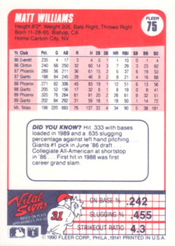 Matt Williams  baseball card collectible - Main Image 2