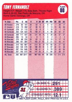 Tony Fernandez  baseball card collectible - Main Image 2