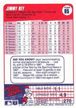 Jimmy Key  baseball card collectible - Main Image 2