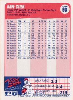 Dave Stieb  baseball card collectible - Main Image 2