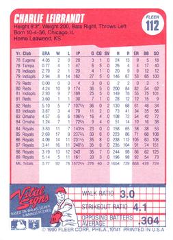 Charlie Leibrandt  baseball card collectible - Main Image 2