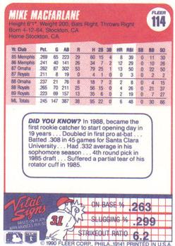 Mike Macfarlane  baseball card collectible - Main Image 2