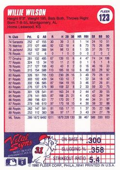 Willie Wilson  baseball card collectible - Main Image 2