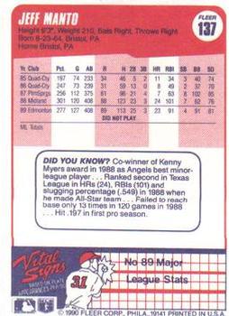 Jeff Manto  baseball card collectible - Main Image 2