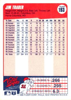 Jim Traber  baseball card collectible - Main Image 2