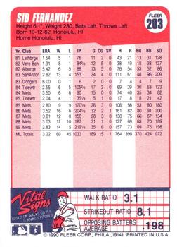 Sid Fernandez  baseball card collectible - Main Image 2