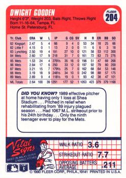 Dwight Gooden  baseball card collectible - Main Image 2