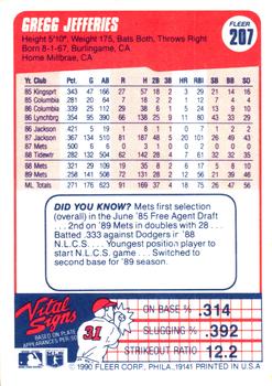 Gregg Jefferies  baseball card collectible - Main Image 2