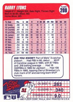 Barry Lyons  baseball card collectible - Main Image 2