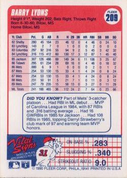 Barry Lyons  baseball card collectible - Main Image 2